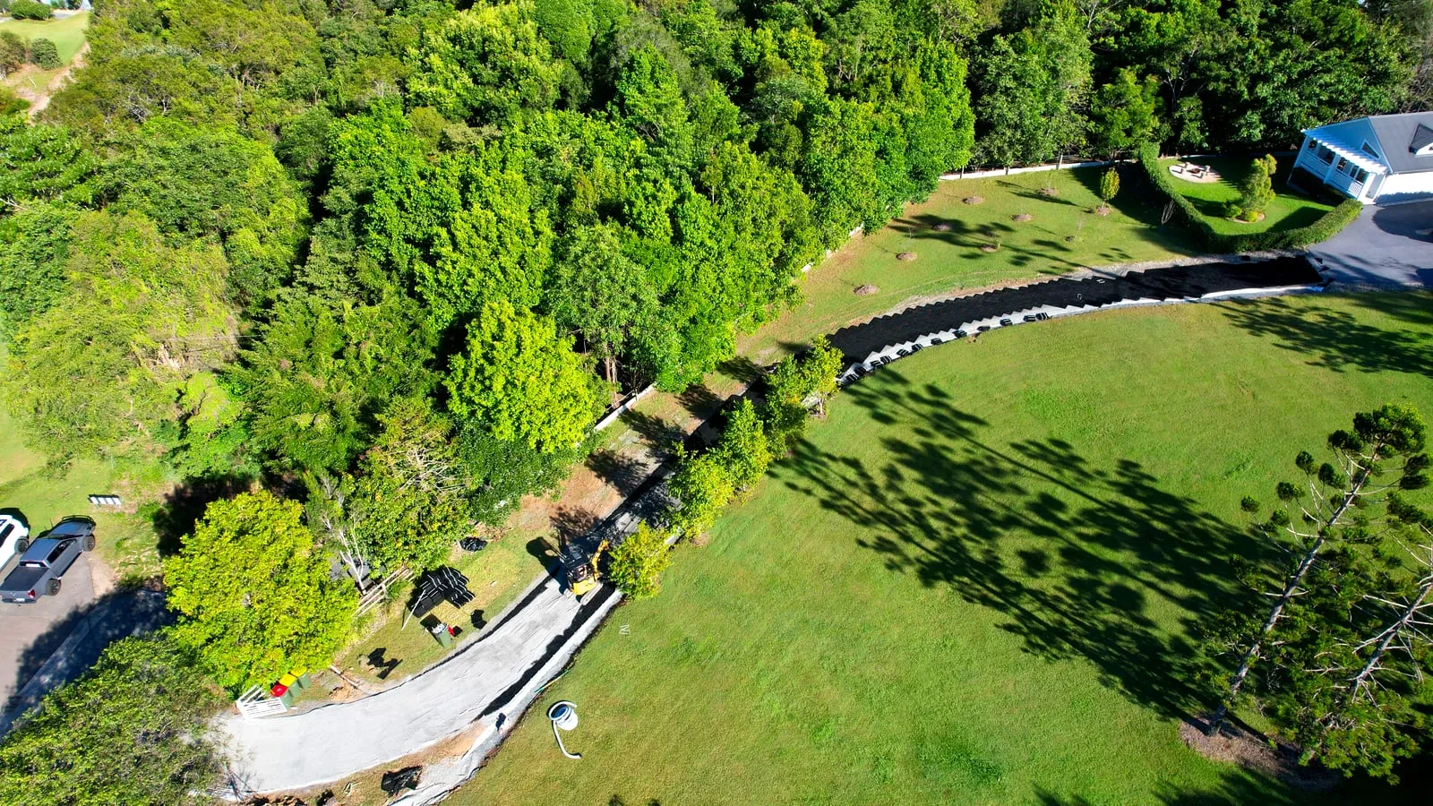 Driveway through the acreage (aerial) — Eumundi, by Adams Earthworx