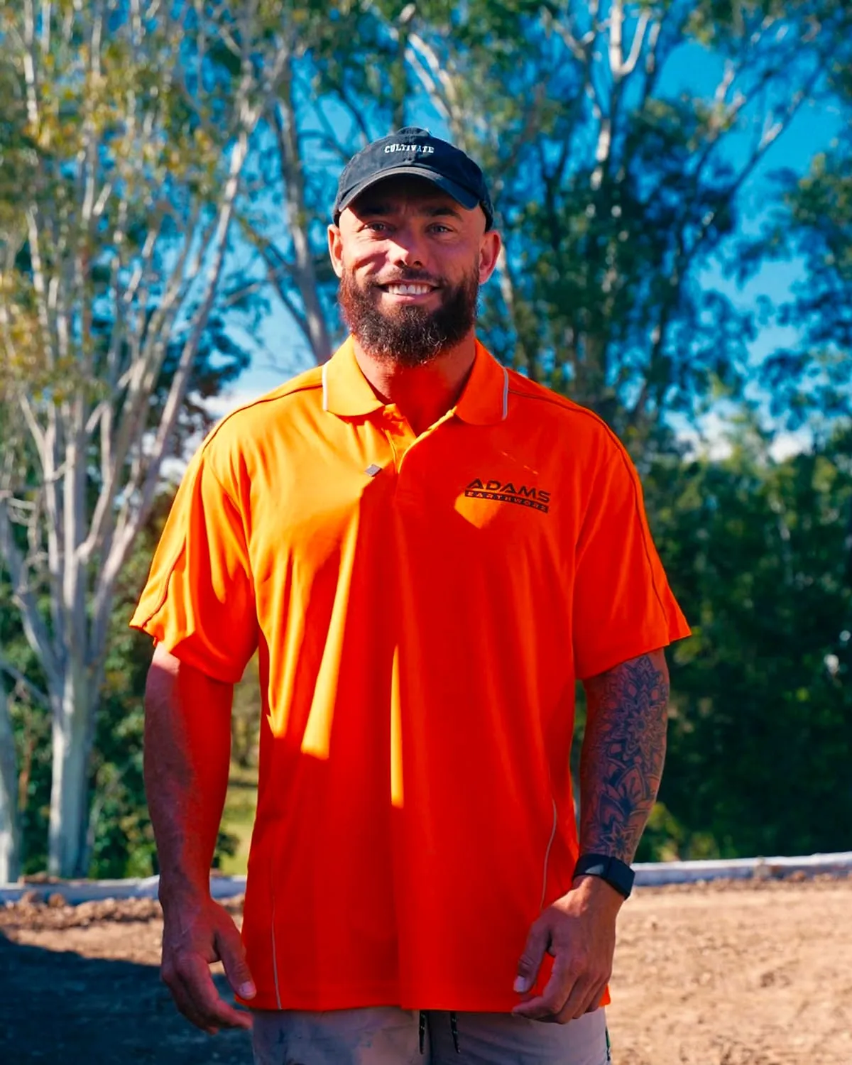 Mitch Adams on site in Adams Earthworx hi-vis
